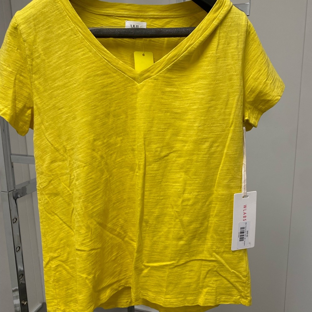 Vibrant Yellow V-Neck Tee by Wash lab